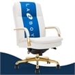 Maklaine Executive Mid-Back Office Chair Bonded Leather White and Gold