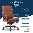 Maklaine Executive Mid-Back Office Chair Bonded Leather Cognac and Graphite