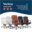 Maklaine Executive Mid-Back Office Chair Bonded Leather Cognac and Graphite