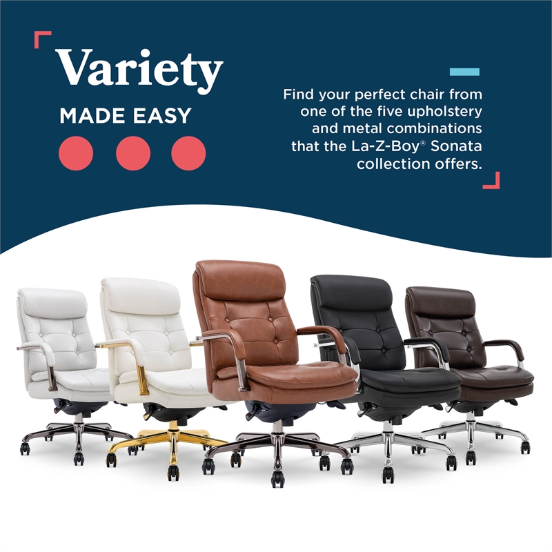 Maklaine Executive MidBack Office Chair Bonded Leather Cognac