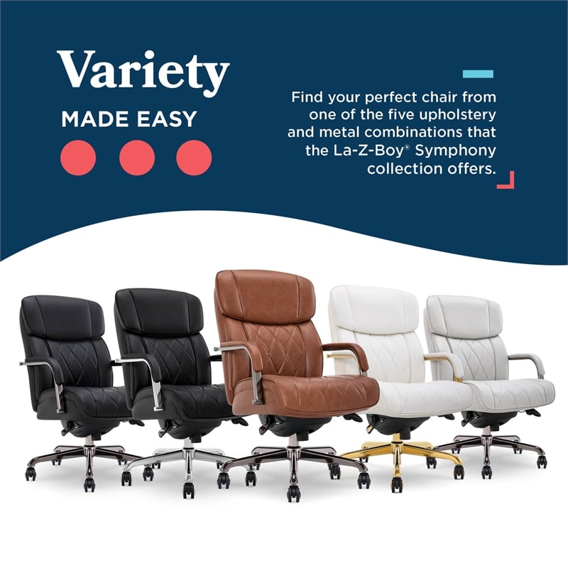 Maklaine Executive Office Chair Bonded Leather Cognac and Graphite