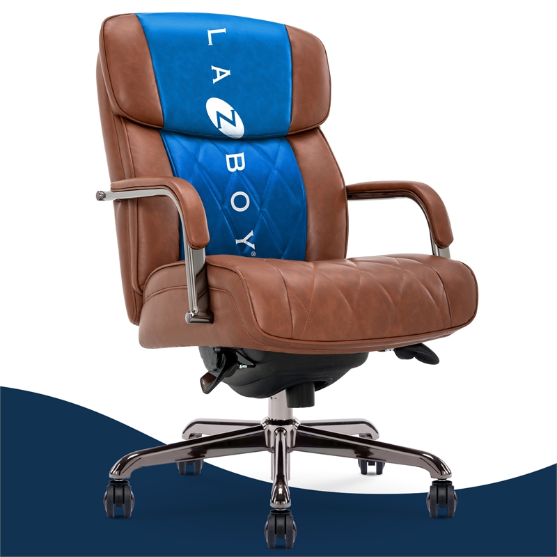 Maklaine Executive Office Chair Bonded Leather Cognac and Graphite