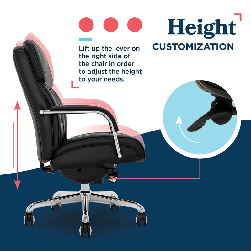 Maklaine Executive Office Chair Bonded Leather Black and Chrome