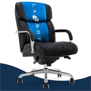 Maklaine Executive Office Chair Bonded Leather Black and Chrome