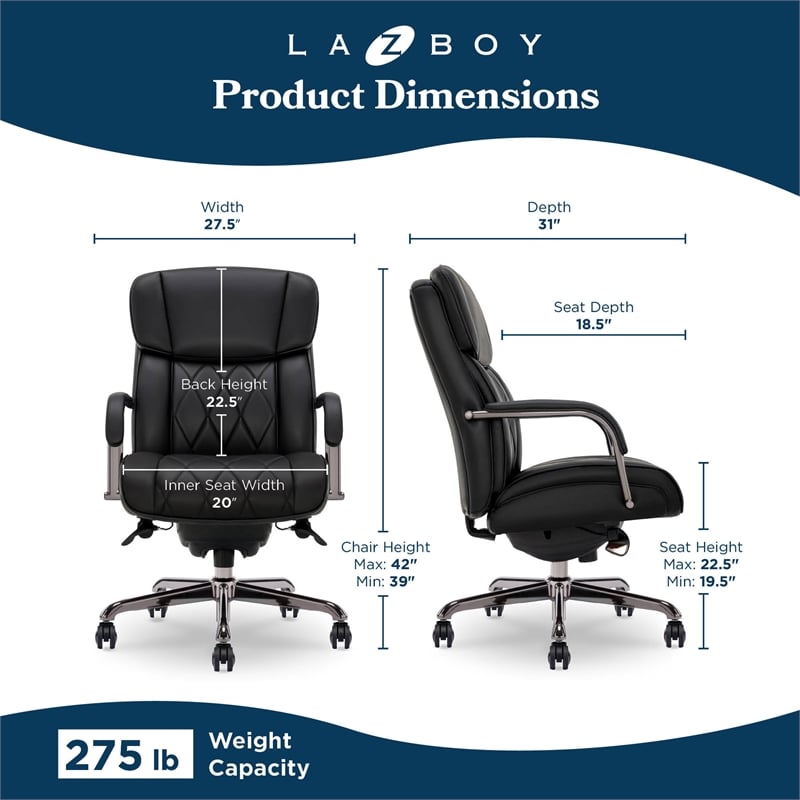 Maklaine Executive Office Chair Bonded Leather Black and Graphite