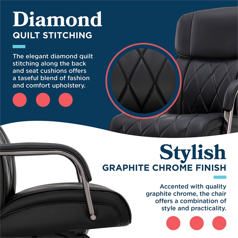 Maklaine Executive Office Chair Bonded Leather Black and Graphite