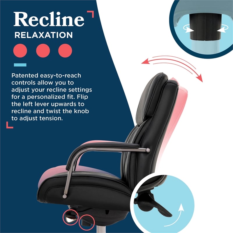 Maklaine Executive Office Chair Bonded Leather Black and Graphite