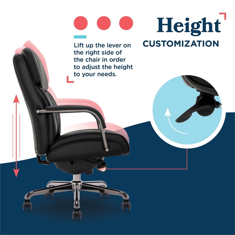 Maklaine Executive Office Chair Bonded Leather Black and Graphite