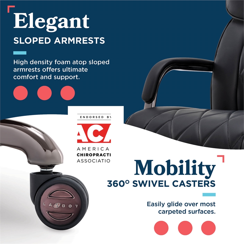Maklaine Executive Office Chair Bonded Leather Black and Graphite