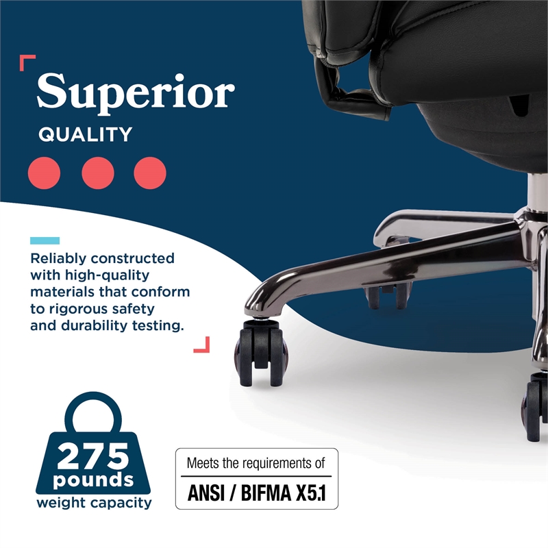 Maklaine Executive Office Chair Bonded Leather Black and Graphite