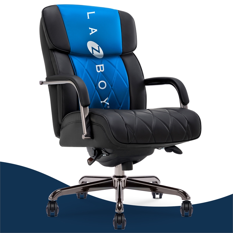 Maklaine Executive Office Chair Bonded Leather Black and Graphite