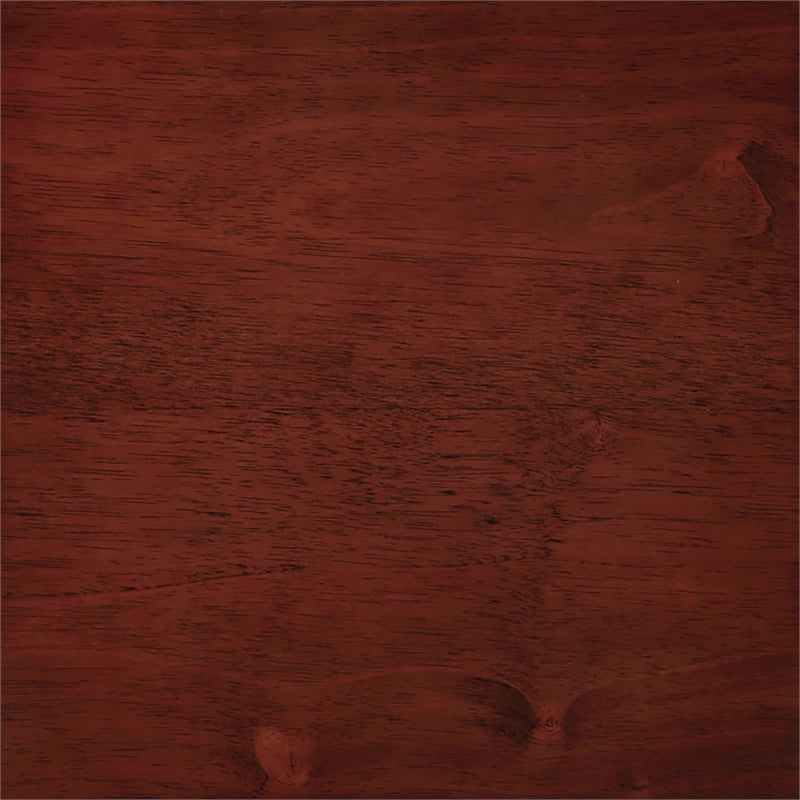 Maklaine Oval Coffee Table with Shelf in Mahogany Wood Finish