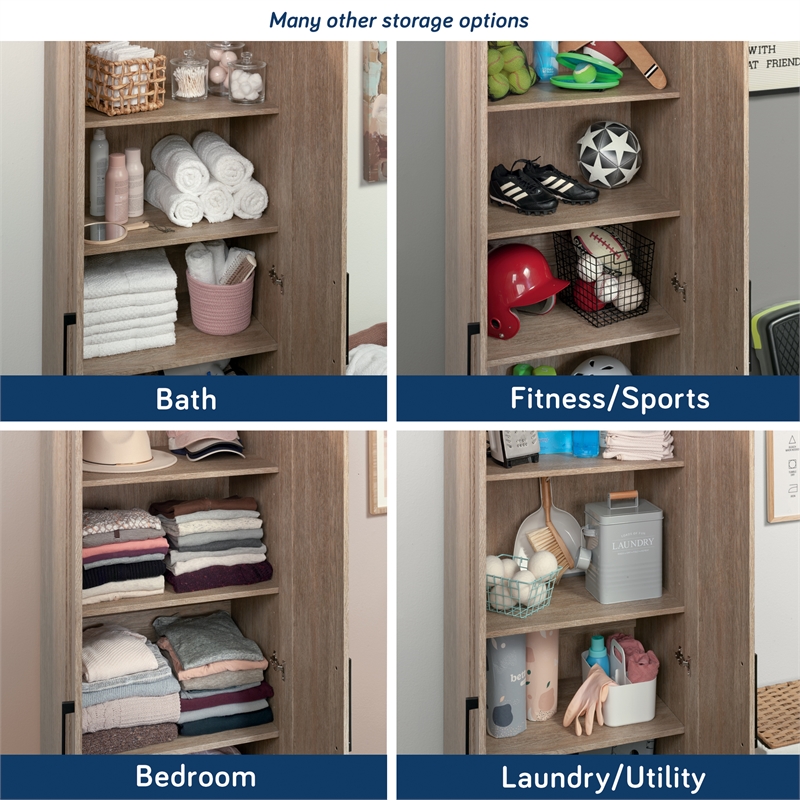 Maklaine Transitional Storage Cabinet in a Brushed Oak finish