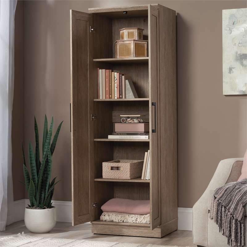 Maklaine Transitional Storage Cabinet in a Brushed Oak finish