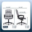 Maklaine Executive Office Chair Padded Armrest Gray Velvet Fabric