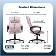 Maklaine Executive Office Chair Padded Armrest Pink Velvet Fabric