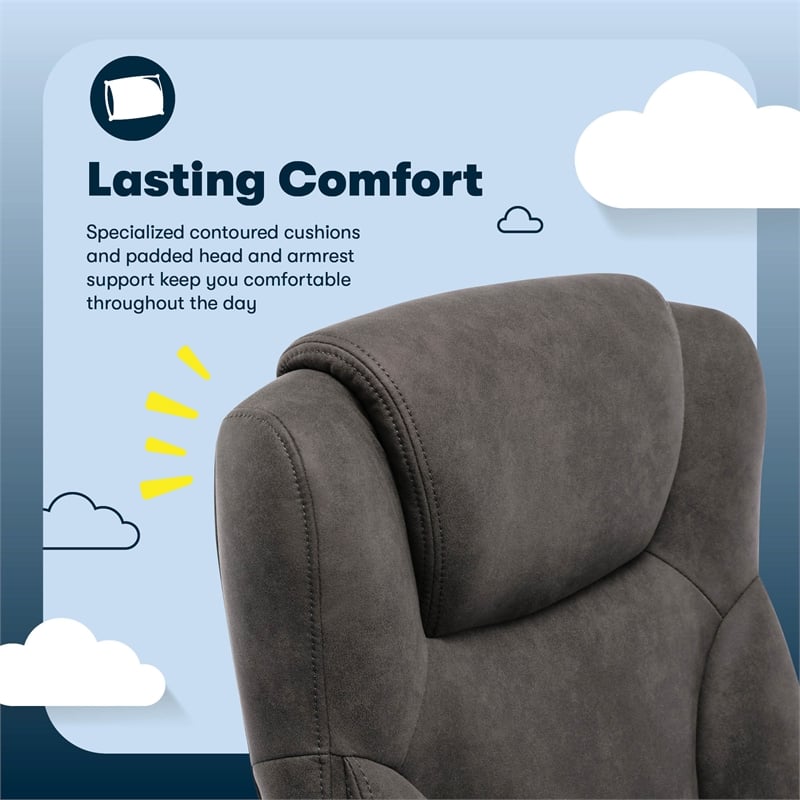 Maklaine Office Ergonomic Computer Chair Lumber Support Brown