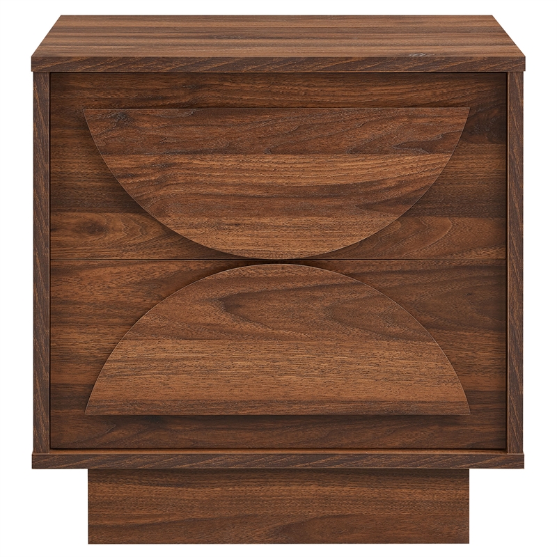 Maklaine Contemporary Wood 2-Drawer Nightstand in Walnut Finish