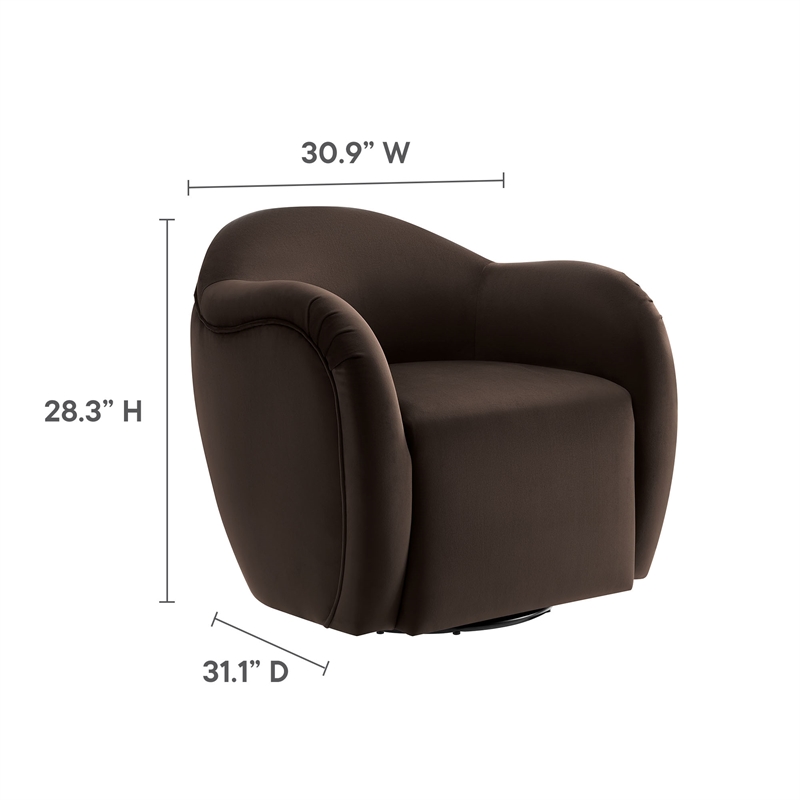 Maklaine Contemporary Swivel Armchair in Chocolate Brown Finish