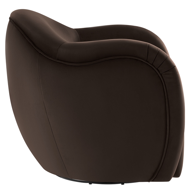 Maklaine Contemporary Swivel Armchair in Chocolate Brown Finish