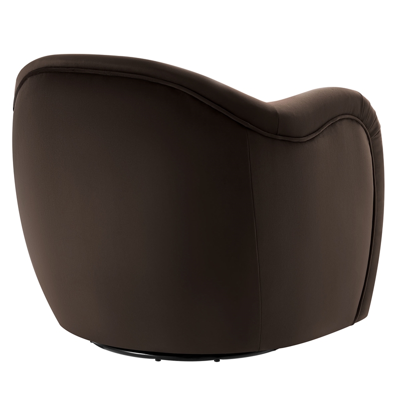 Maklaine Contemporary Swivel Armchair in Chocolate Brown Finish