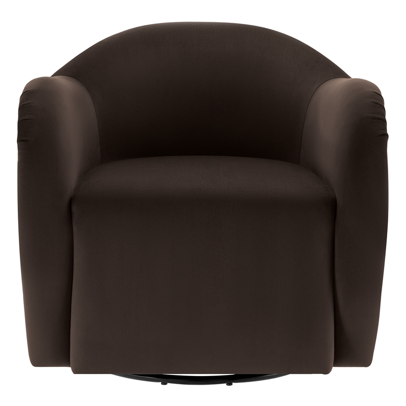 Maklaine Contemporary Swivel Armchair in Chocolate Brown Finish