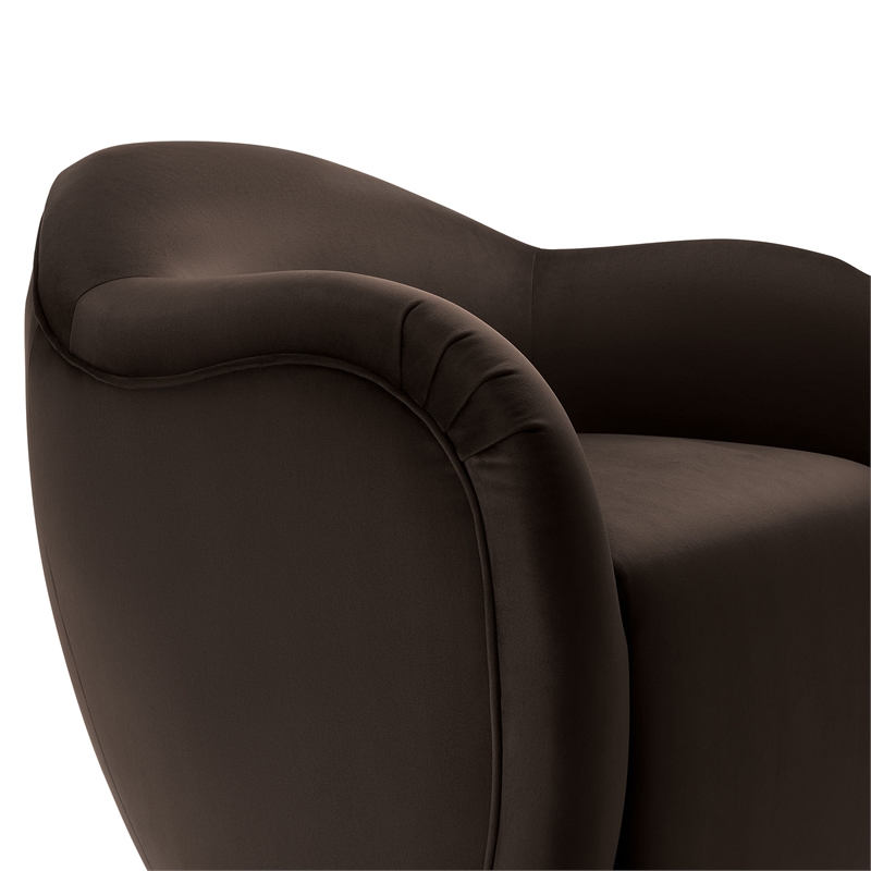 Maklaine Contemporary Swivel Armchair in Chocolate Brown Finish