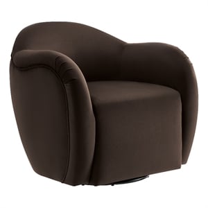 Maklaine Contemporary Swivel Armchair in Chocolate Brown Finish