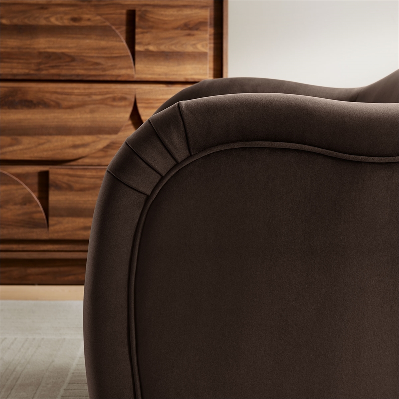 Maklaine Contemporary Wood Accent Chair in Chocolate Brown Finish