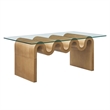 Maklaine Contemporary Wood Wave-like Shaped Coffee Table in Natural