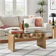 Maklaine Contemporary Wood Wave-like Shaped Coffee Table in Natural