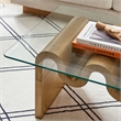 Maklaine Contemporary Wood Wave-like Shaped Coffee Table in Natural