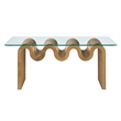 Maklaine Contemporary Wood Wave-like Shaped Coffee Table in Natural