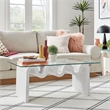 Maklaine Contemporary Wood Wave-like Shaped Coffee Table in White