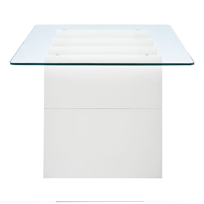 Maklaine Contemporary Wood Wave-like Shaped Coffee Table in White