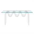 Maklaine Contemporary Wood Wave-like Shaped Coffee Table in White