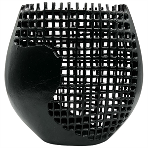 Maklaine 15&quot Tall Decorative Handmade Aluminum Flower Vase in Black