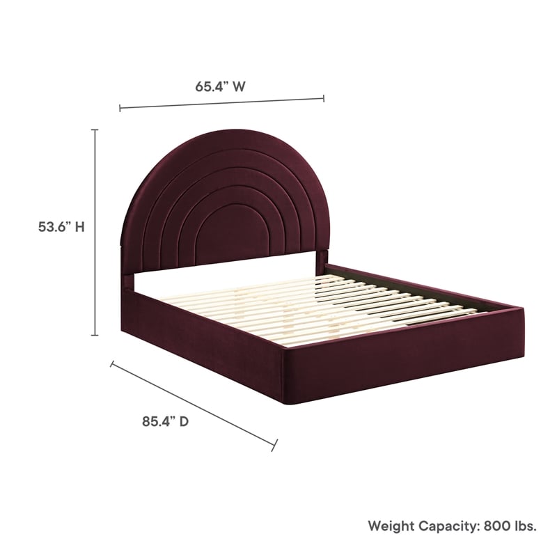 Maklaine Contemporary Wood Queen Platform Bed in Mulberry Finish