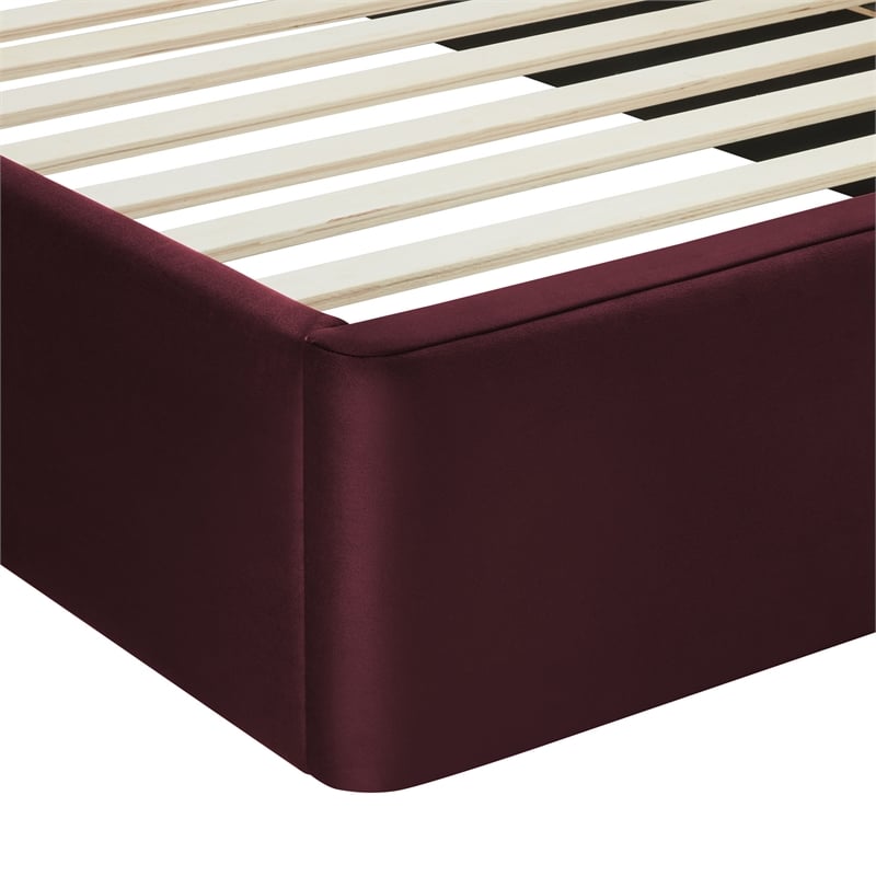 Maklaine Contemporary Wood Queen Platform Bed in Mulberry Finish