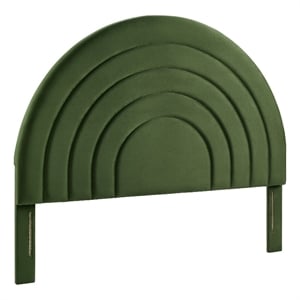 Maklaine Performance Velvet Upholstered Full Headboard in Moss Green