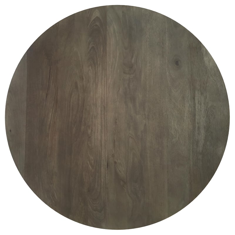 Maklaine Farmhouse Round Solid Mango Wood Coffee Table Brown