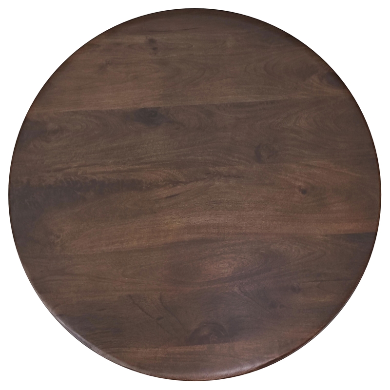 Maklaine Mid -Century Modern Round Solid Mango Wood Coffee Table Brown