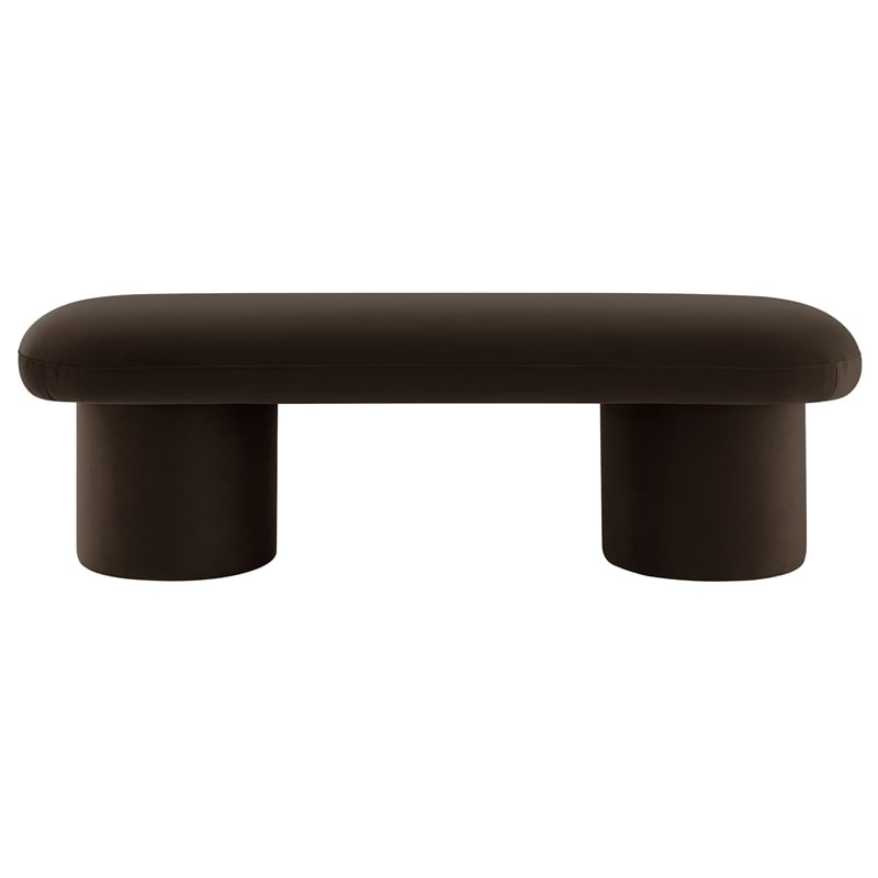 Maklaine Contemporary Performance Velvet Upholstered Bench in Chocolate Brown