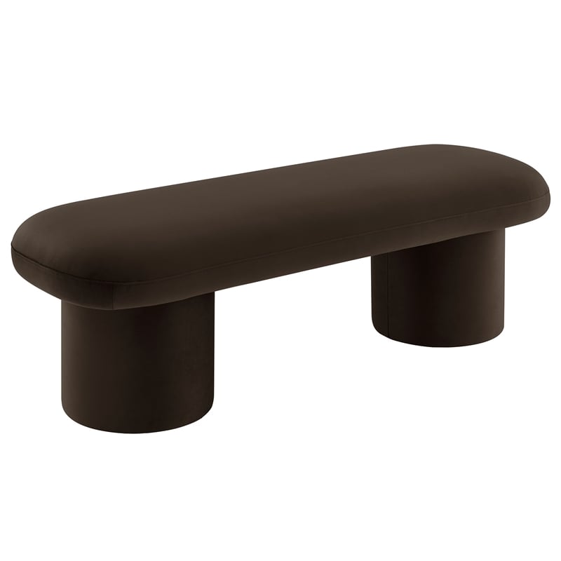 Maklaine Contemporary Performance Velvet Upholstered Bench in Chocolate Brown