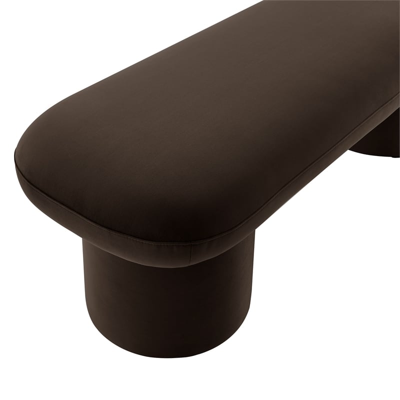 Maklaine Contemporary Performance Velvet Upholstered Bench in Chocolate Brown