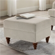 Maklaine Transitional Sea Oat Beige Fabric Upholstered Ottoman