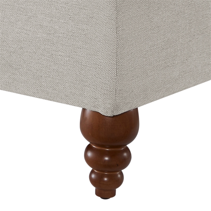 Maklaine Transitional Sea Oat Beige Fabric Upholstered Ottoman