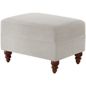 Maklaine Transitional Sea Oat Beige Fabric Upholstered Ottoman
