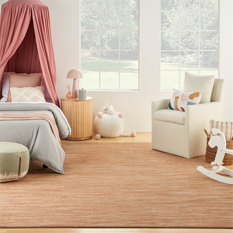 Maklaine Contemporary 10' x 14' Rust Fabric Area Rug in Orange