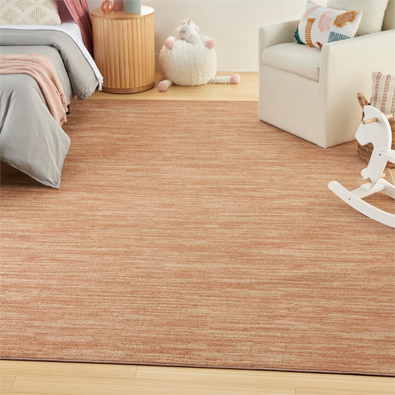 Maklaine Contemporary 10' x 14' Rust Fabric Area Rug in Orange